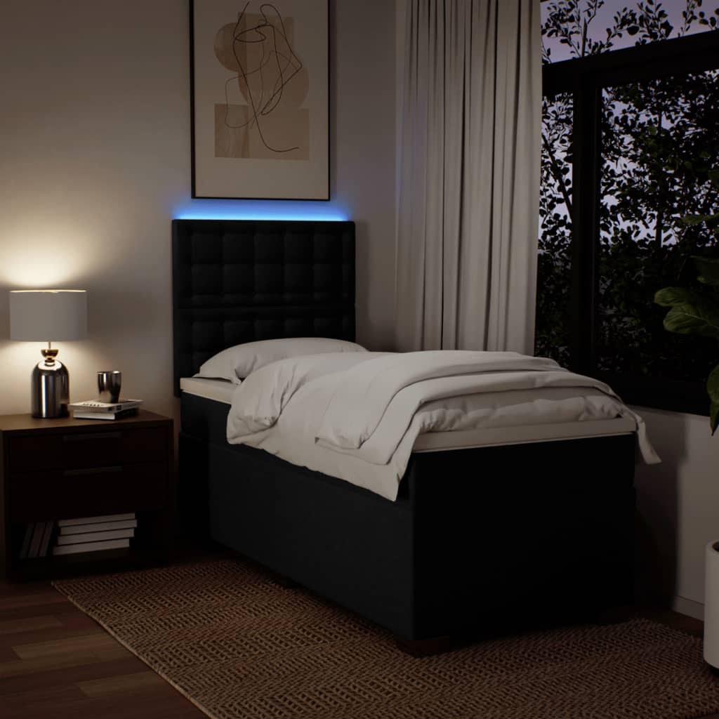 Boxspring met matras stof zwart 90x190 cm – afbeelding 5