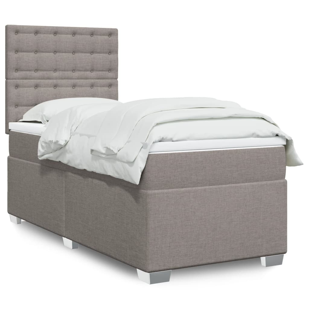 Boxspring met matras stof taupe 90x200 cm – afbeelding 1