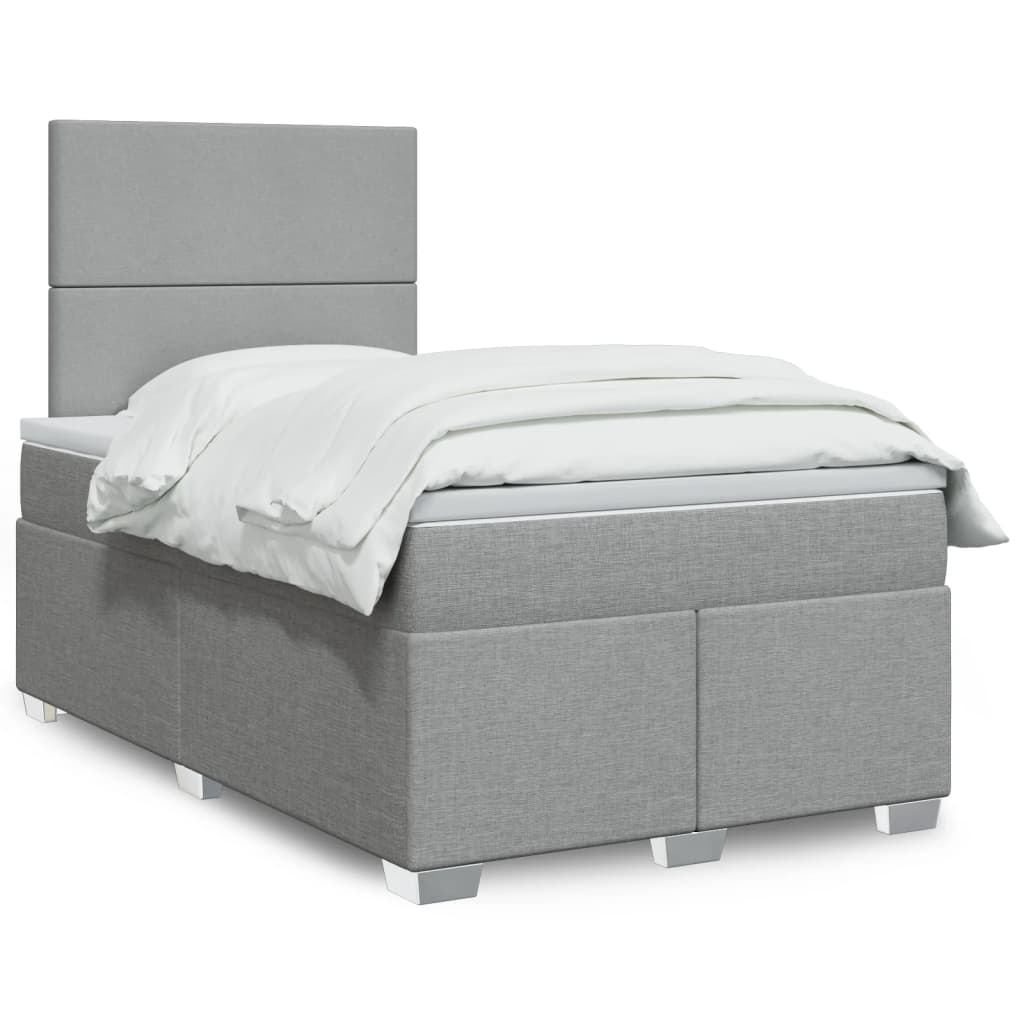 Boxspring met matras stof lichtgrijs 120x190 cm – afbeelding 1