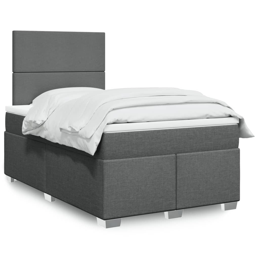 Boxspring met matras stof donkergrijs 120x190 cm – afbeelding 1