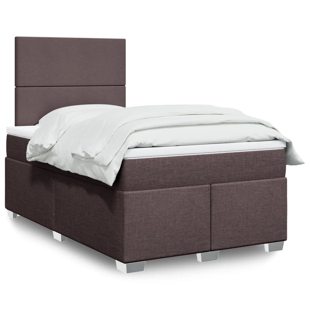 Boxspring met matras stof donkerbruin 120x190 cm – afbeelding 1