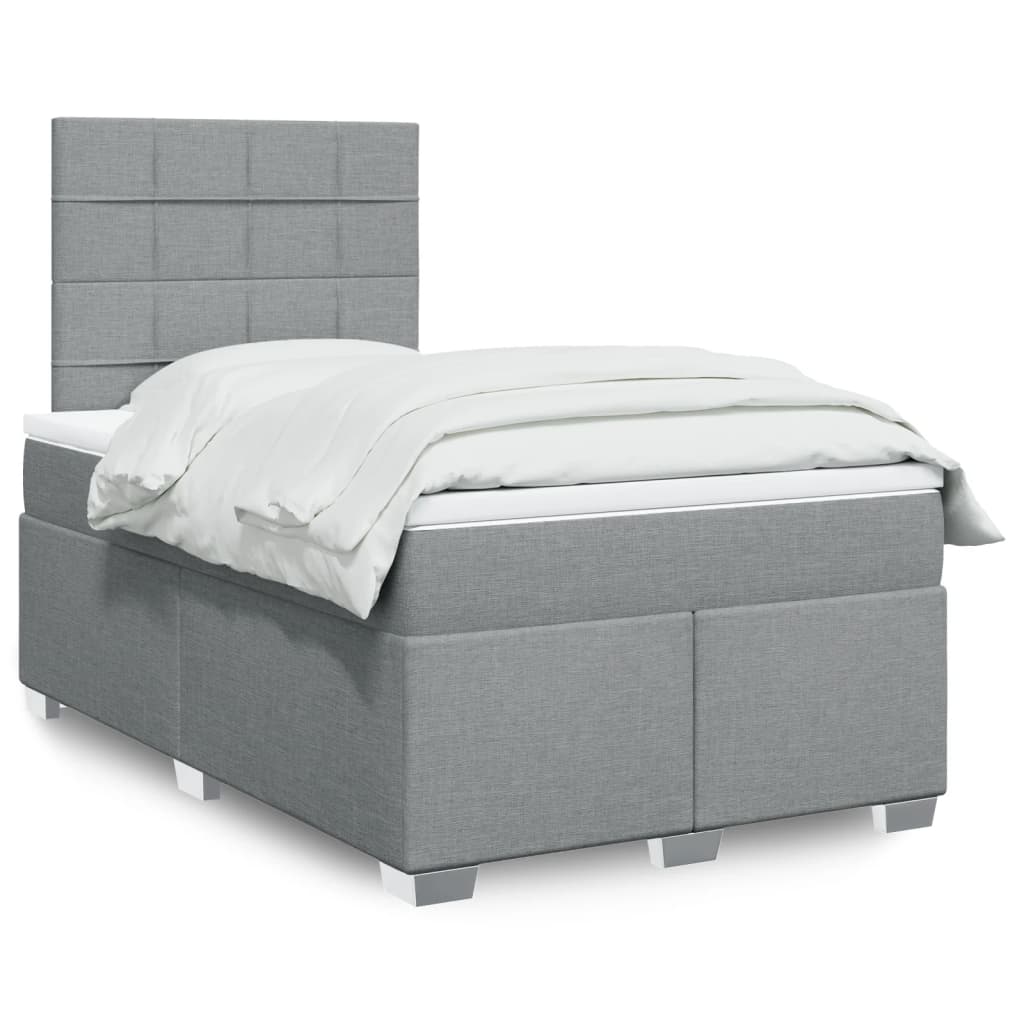 Boxspring met matras stof lichtgrijs 120x190 cm – afbeelding 1