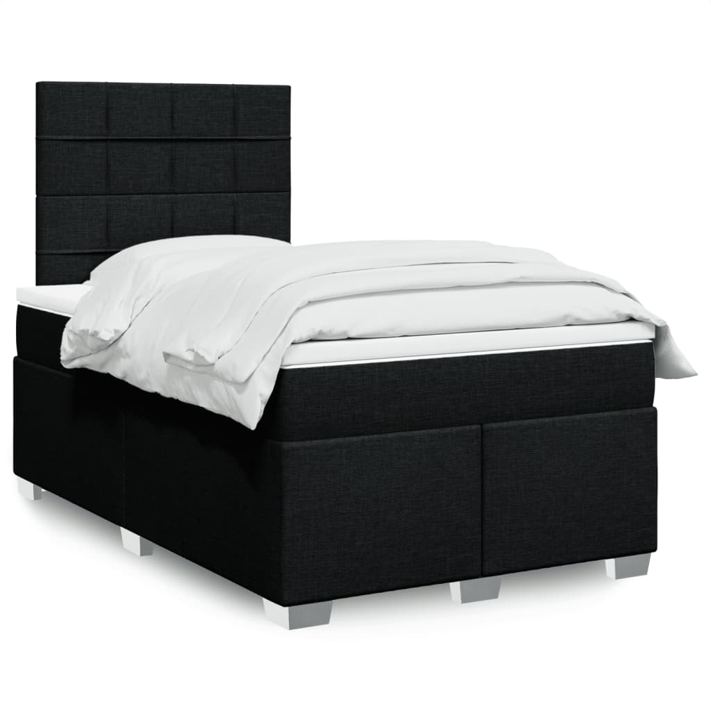 Boxspring met matras stof zwart 120x190 cm – afbeelding 1