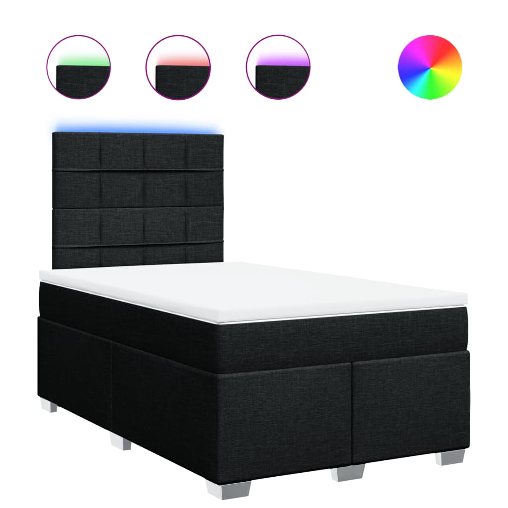 Boxspring met matras stof zwart 120x190 cm – afbeelding 2