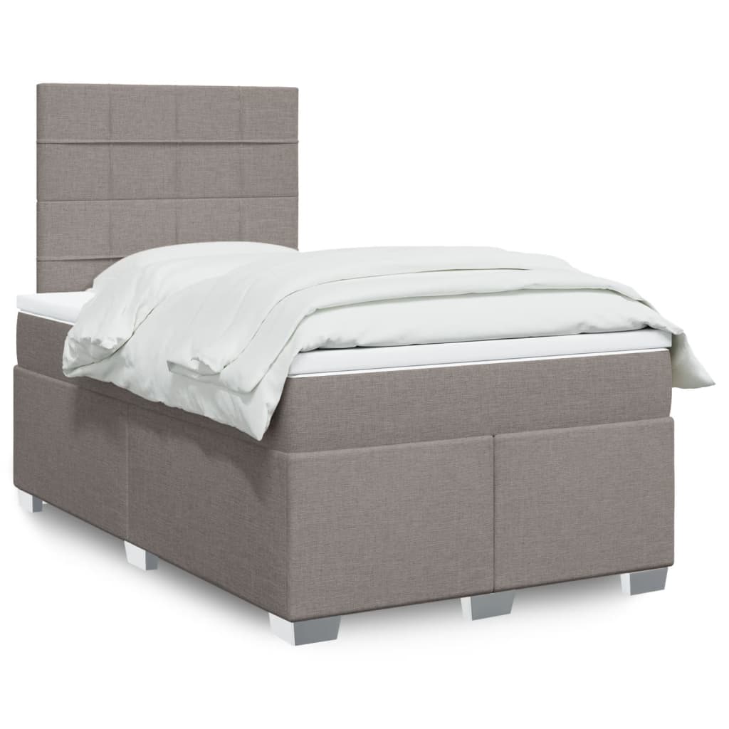 Boxspring met matras stof taupe 120x190 cm – afbeelding 1