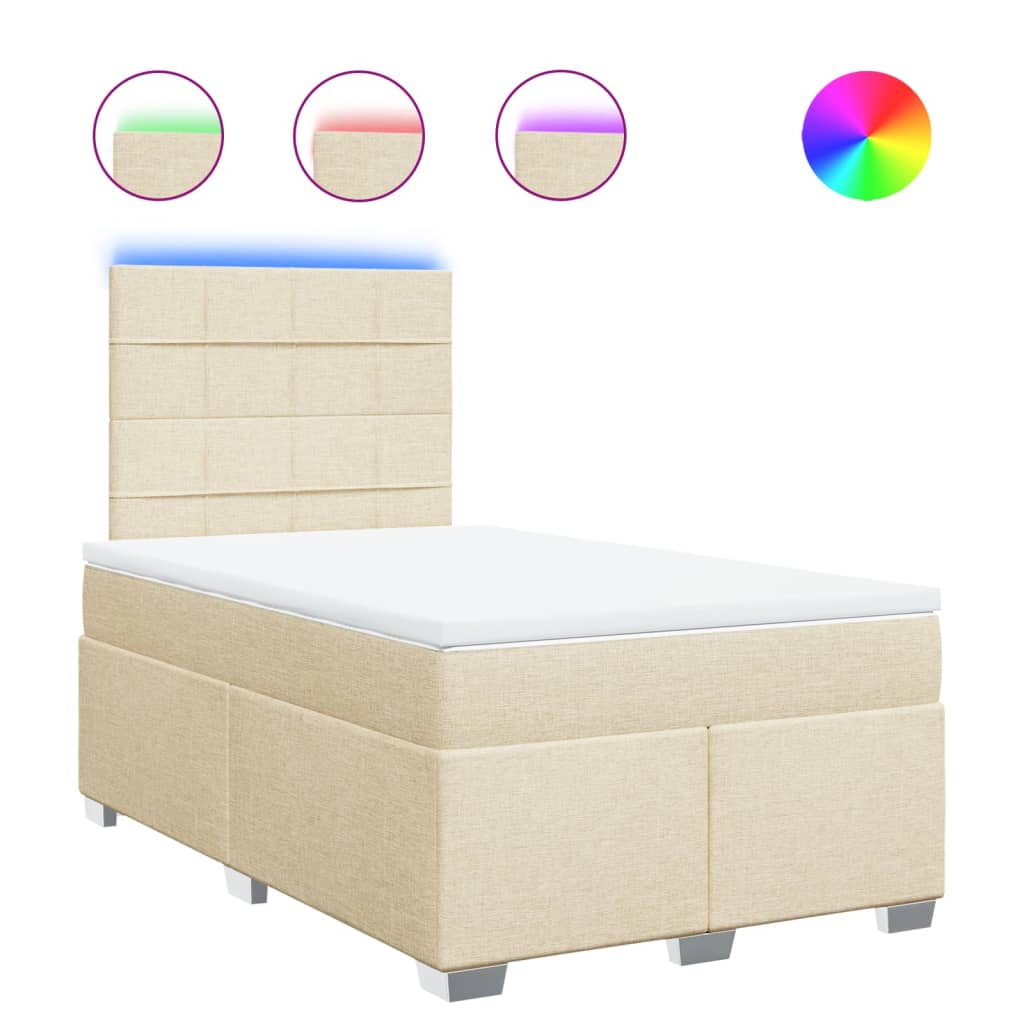 Boxspring met matras stof crèmekleurig 120x190 cm – afbeelding 2