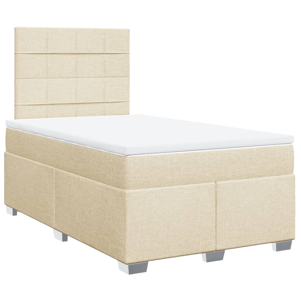 Boxspring met matras stof crèmekleurig 120x190 cm – afbeelding 3