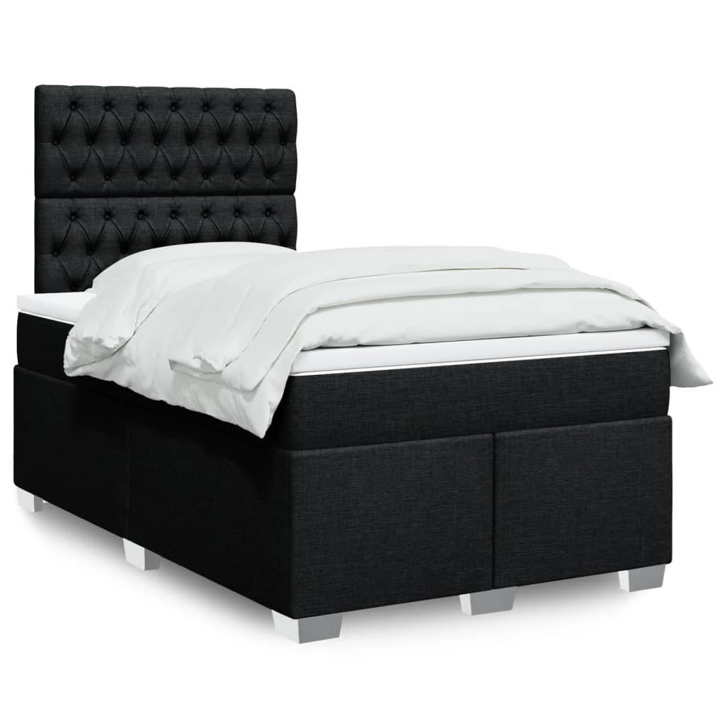 Boxspring met matras stof zwart 120x190 cm – afbeelding 1