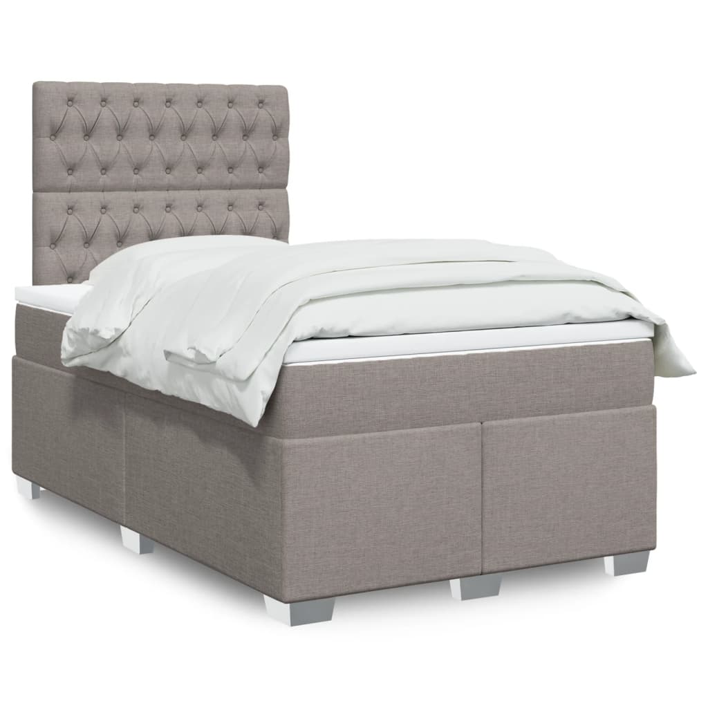 Boxspring met matras stof taupe 120x190 cm – afbeelding 1
