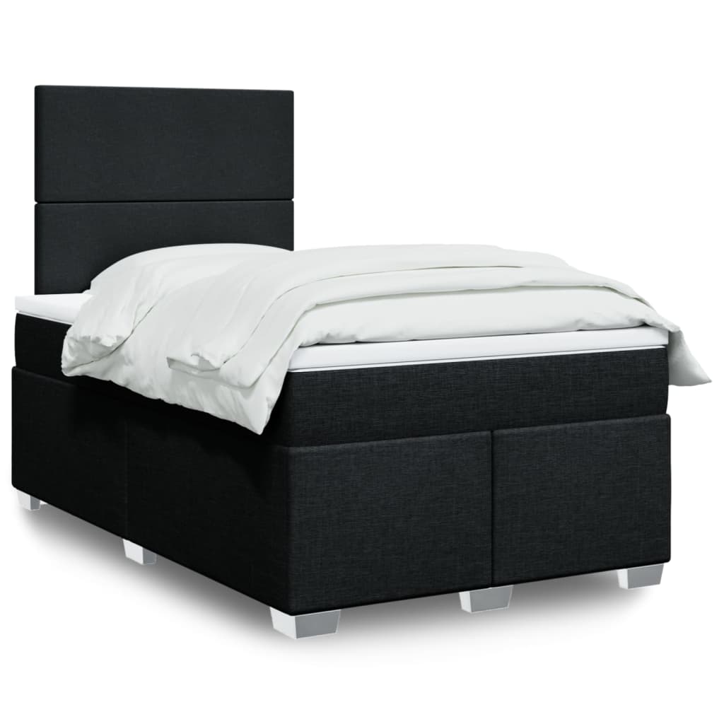 Boxspring met matras stof zwart 120x200 cm – afbeelding 1