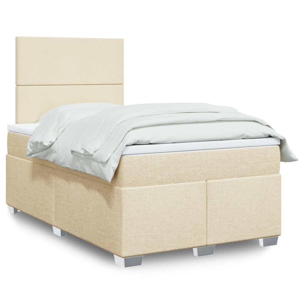 Boxspring met matras stof crèmekleurig 120x200 cm – afbeelding 1