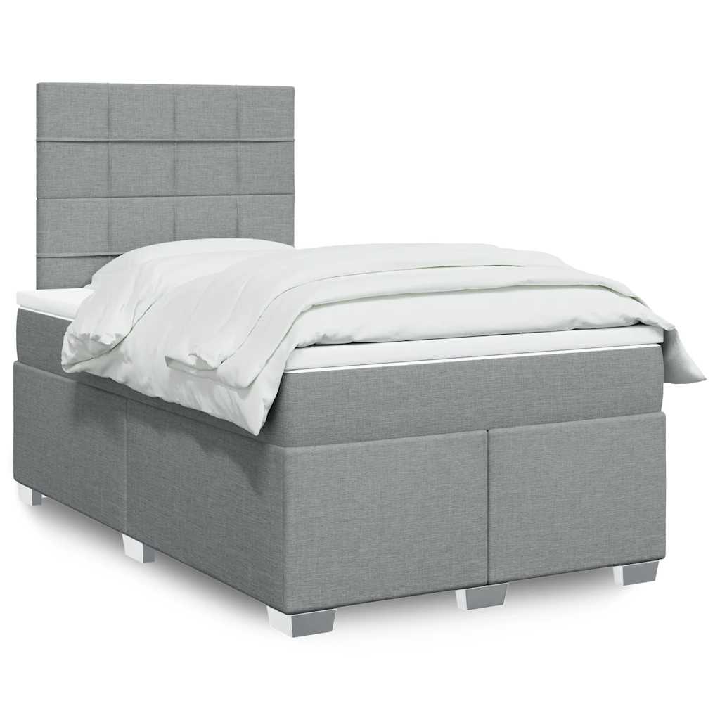 Boxspring met matras stof lichtgrijs 120x200 cm – afbeelding 1