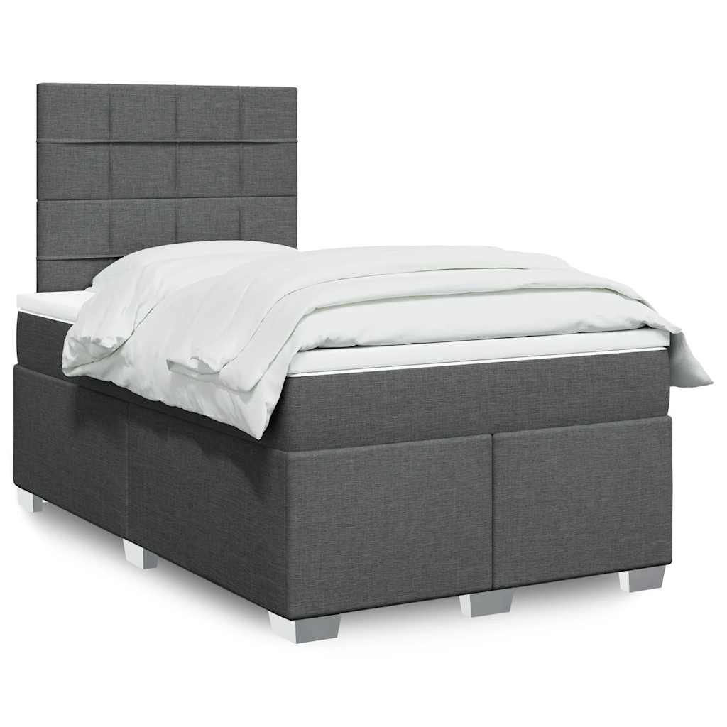 Boxspring met matras stof donkergrijs 120x200 cm – afbeelding 1