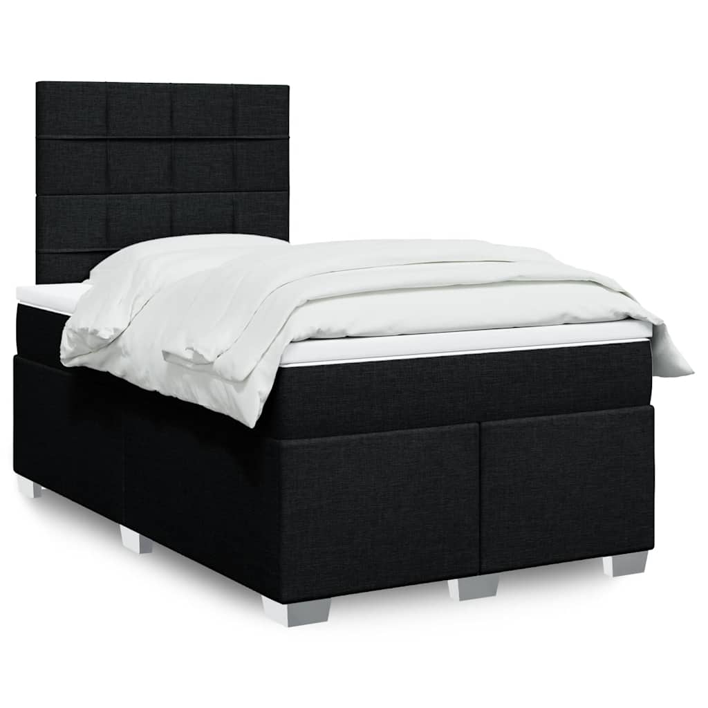 Boxspring met matras stof zwart 120x200 cm – afbeelding 1
