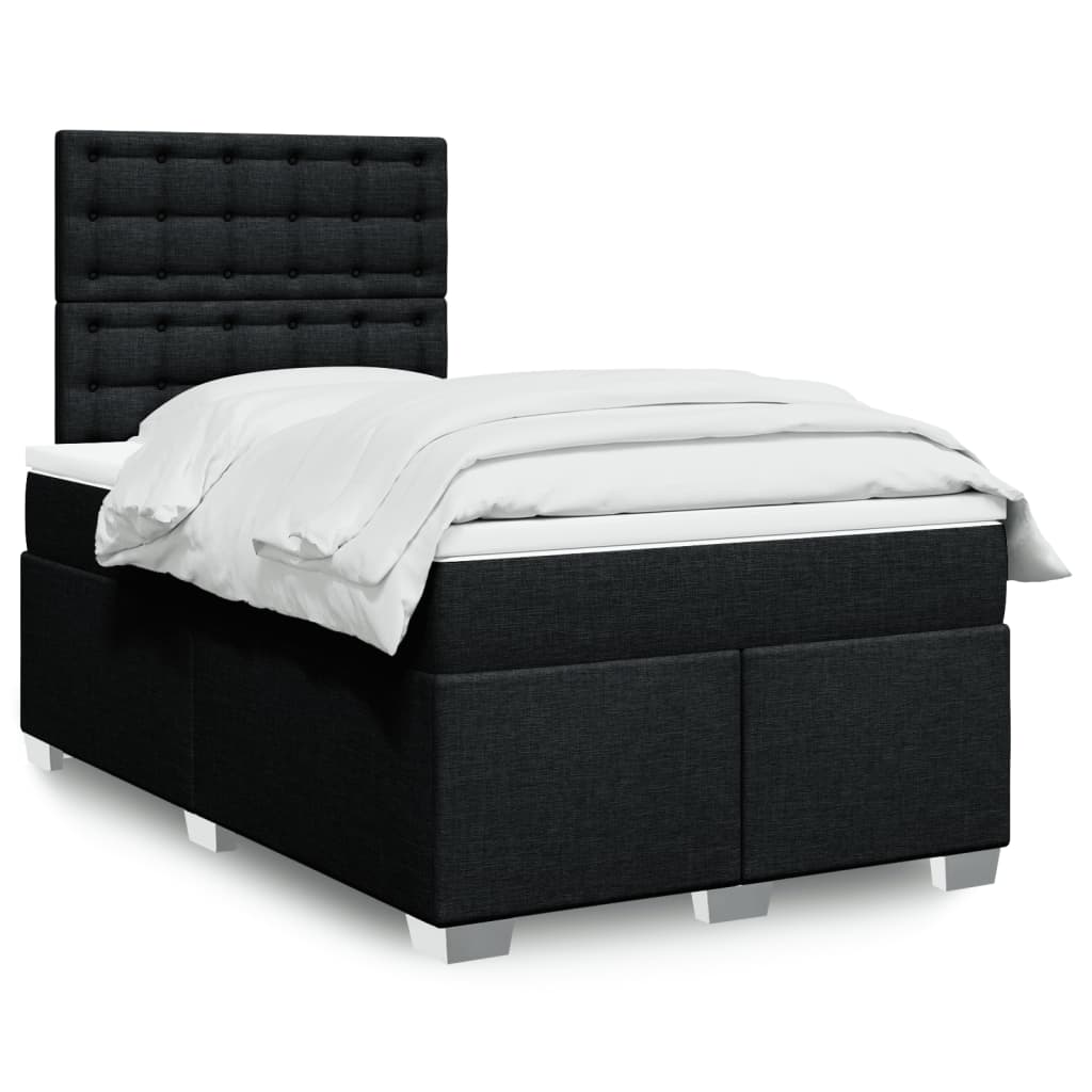 Boxspring met matras stof zwart 120x200 cm – afbeelding 1