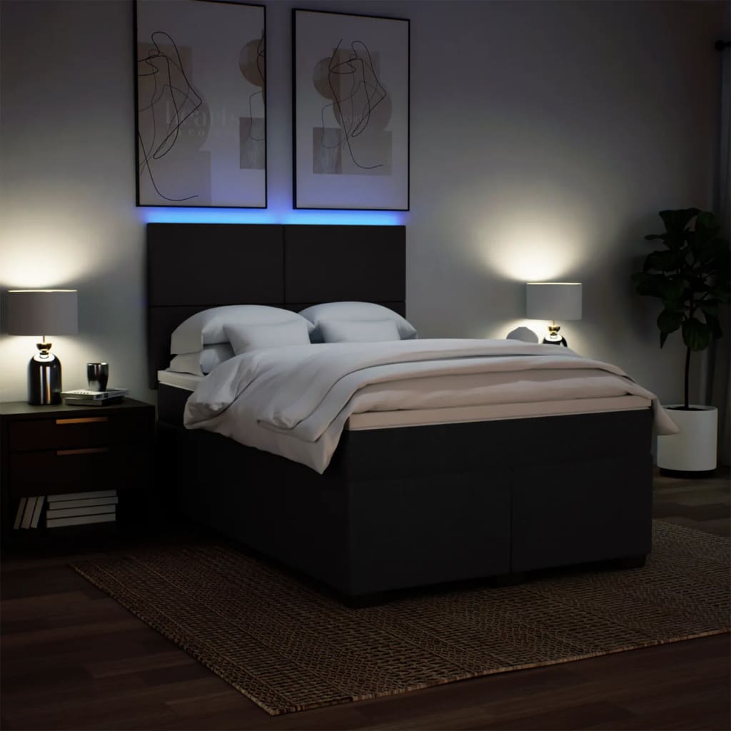 Boxspring met matras stof zwart 140x190 cm – afbeelding 5