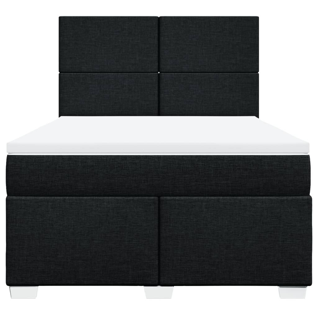 Boxspring met matras stof zwart 140x190 cm – afbeelding 8