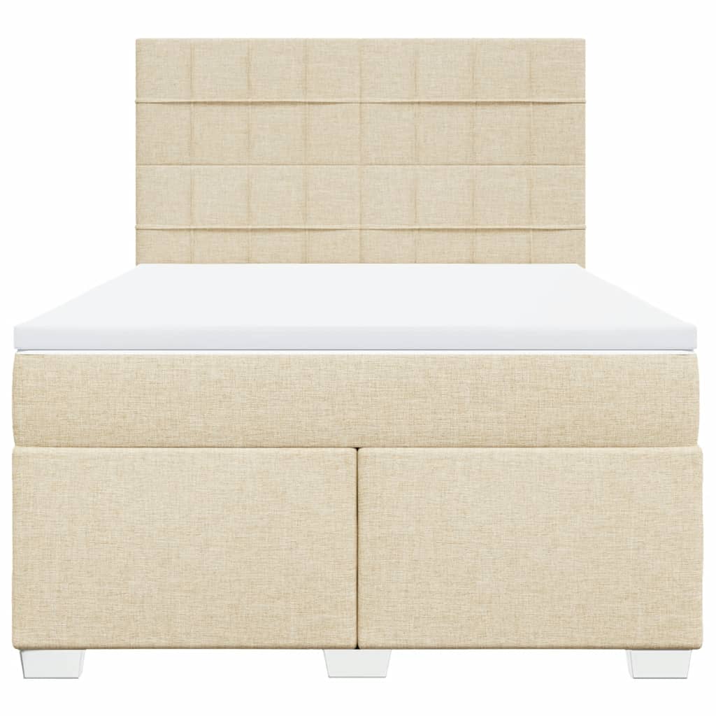 Boxspring met matras stof crèmekleurig 140x190 cm – afbeelding 6