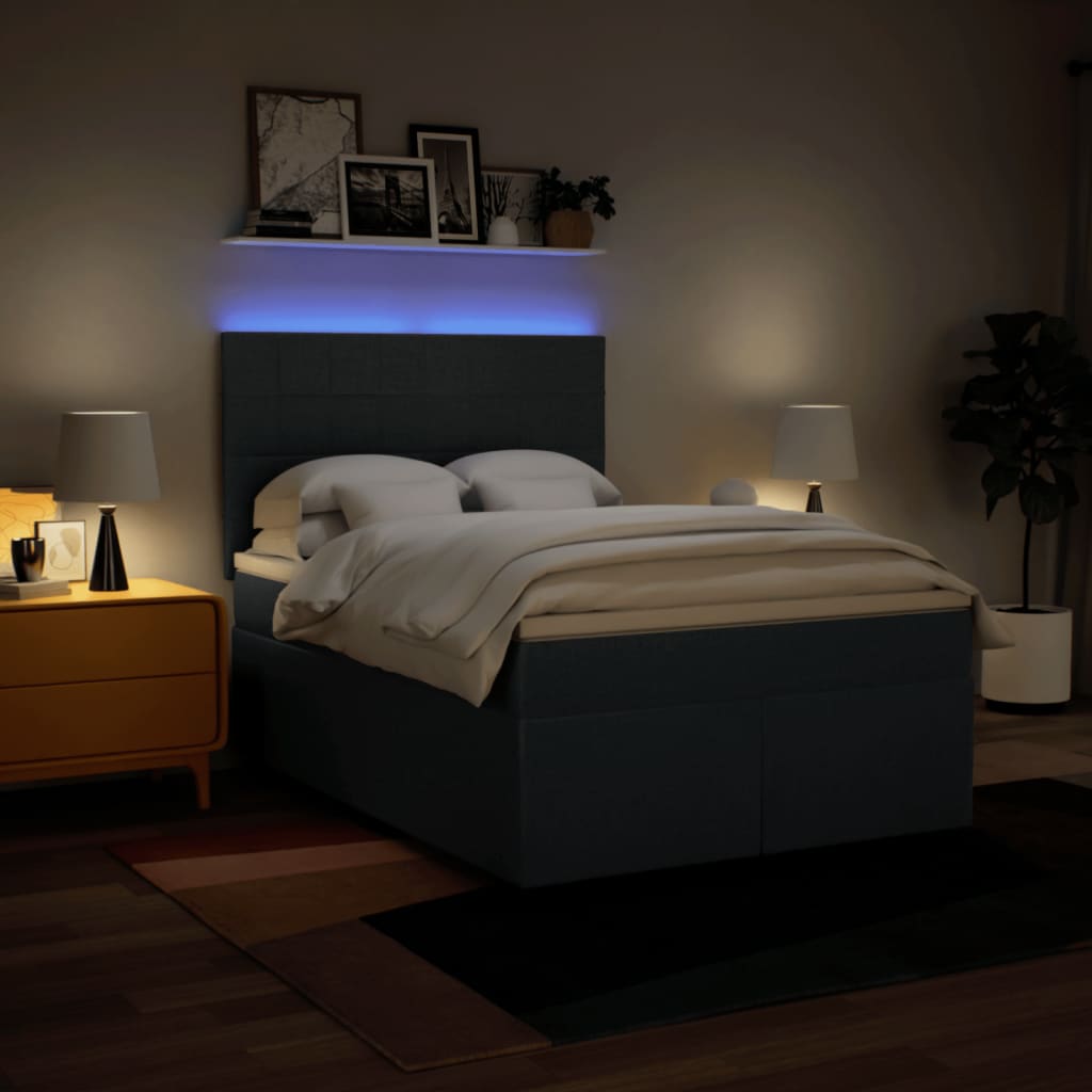 Boxspring met matras stof blauw 140x190 cm – afbeelding 5