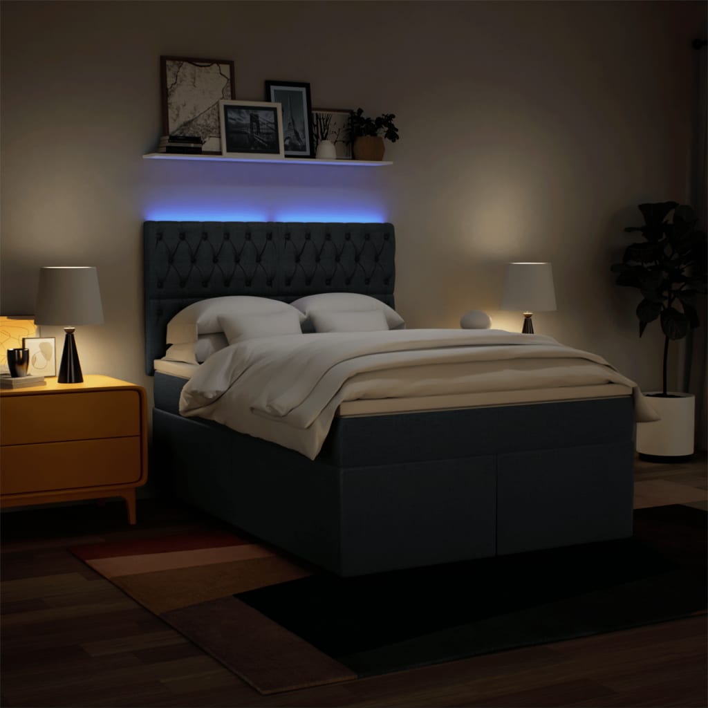 Boxspring met matras stof blauw 140x190 cm – afbeelding 5