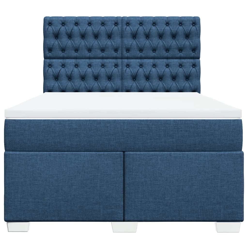 Boxspring met matras stof blauw 140x190 cm – afbeelding 6