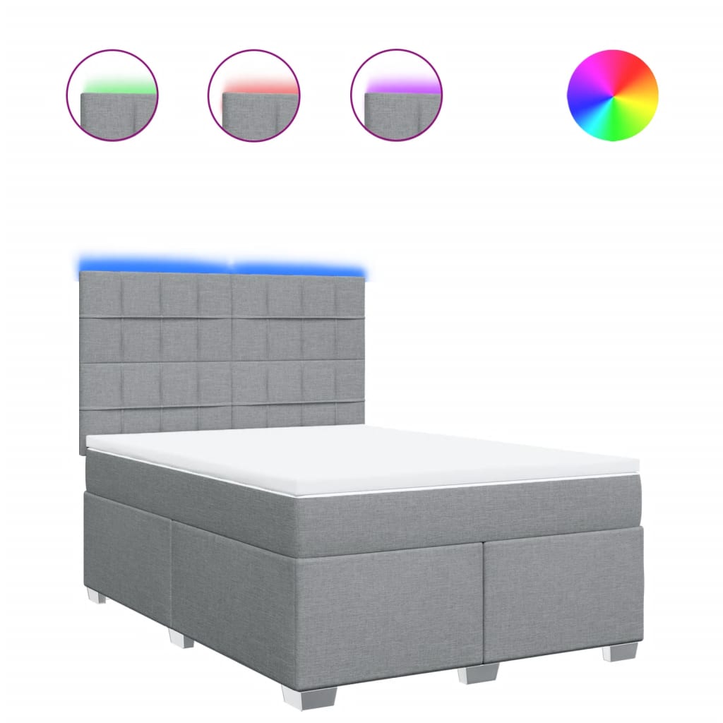 Boxspring met matras stof lichtgrijs 140x200 cm – afbeelding 2
