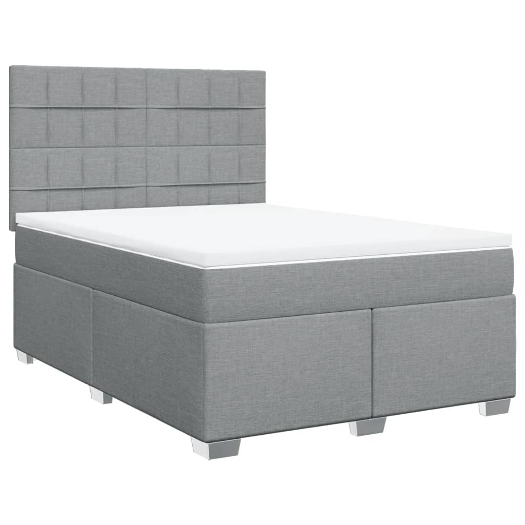 Boxspring met matras stof lichtgrijs 140x200 cm – afbeelding 3