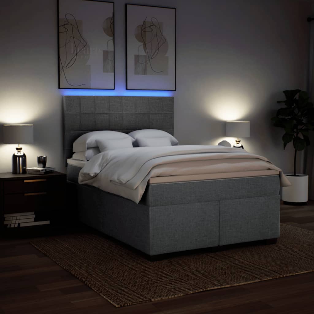 Boxspring met matras stof lichtgrijs 140x200 cm – afbeelding 5
