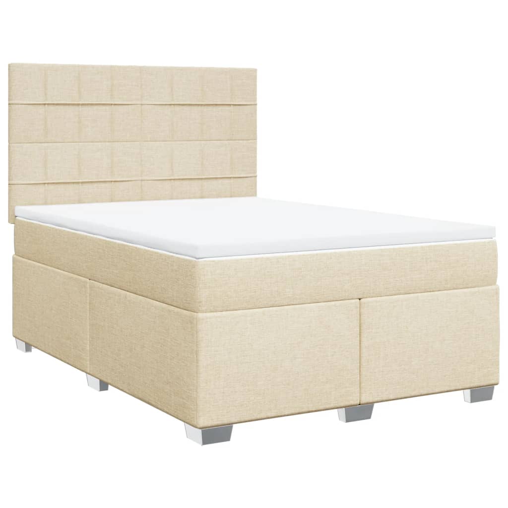 Boxspring met matras stof crèmekleurig 140x200 cm – afbeelding 3