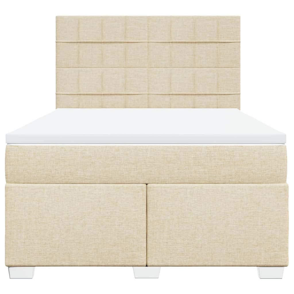 Boxspring met matras stof crèmekleurig 140x200 cm – afbeelding 6