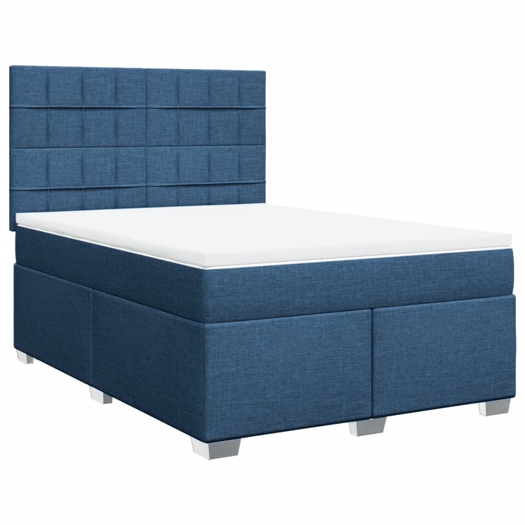 Boxspring met matras stof blauw 140x200 cm – afbeelding 3