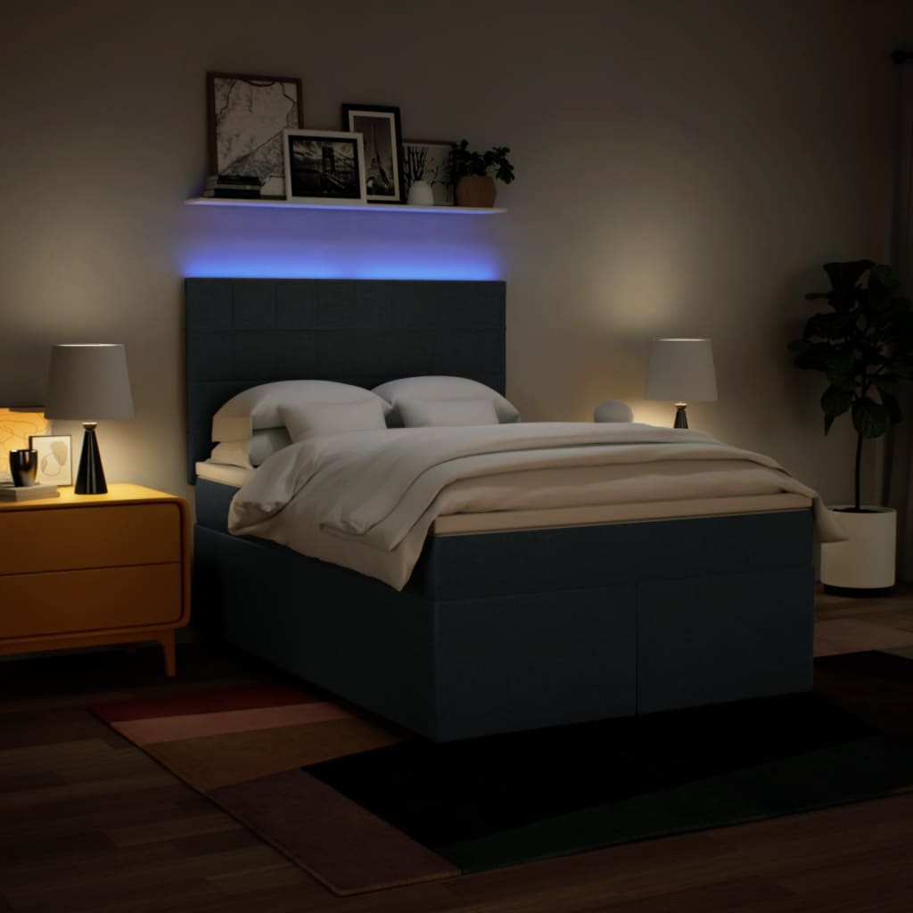Boxspring met matras stof blauw 140x200 cm – afbeelding 5