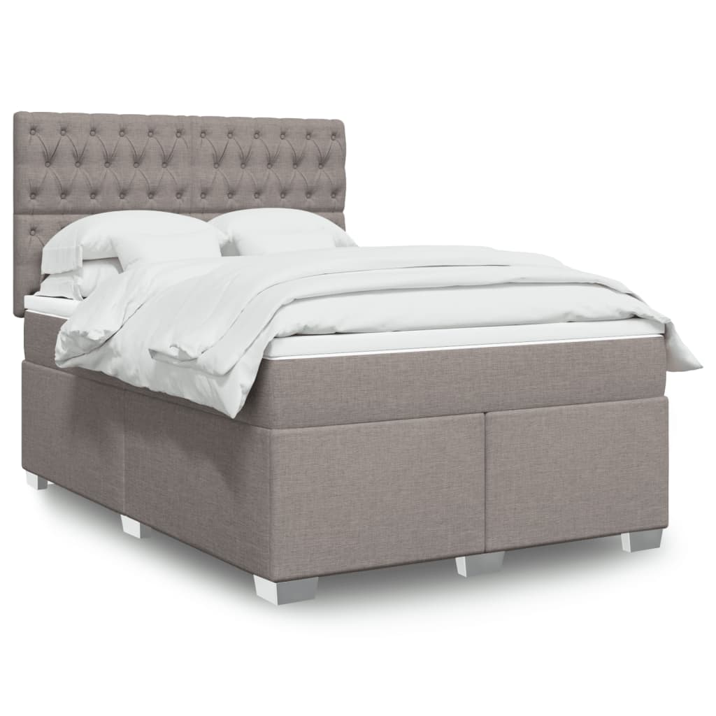 Boxspring met matras stof taupe 140x200 cm – afbeelding 1