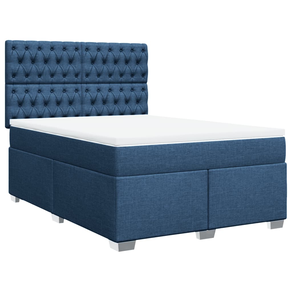 Boxspring met matras stof blauw 140x200 cm – afbeelding 3