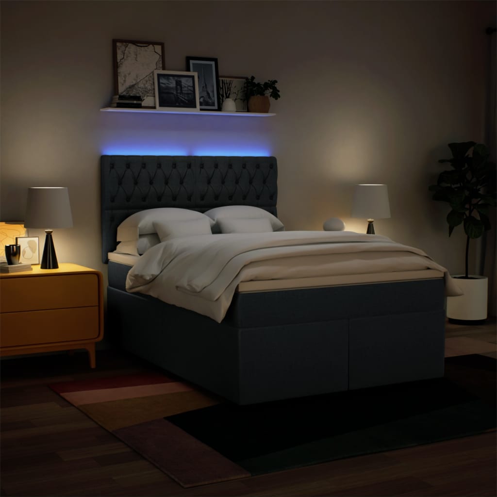 Boxspring met matras stof blauw 140x200 cm – afbeelding 5