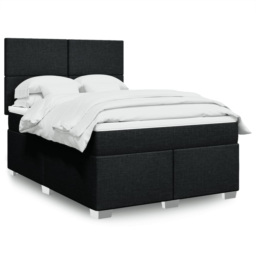 Boxspring met matras stof zwart 160x200 cm – afbeelding 1