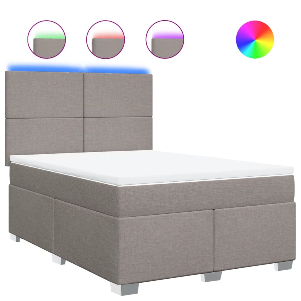 Boxspring met matras stof taupe 160x200 cm – afbeelding 2
