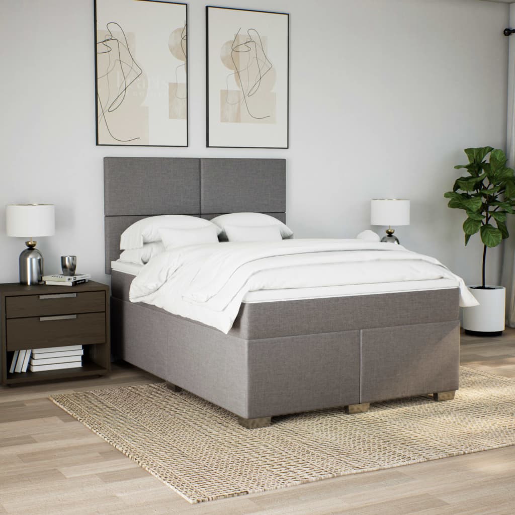 Boxspring met matras stof taupe 160x200 cm – afbeelding 4