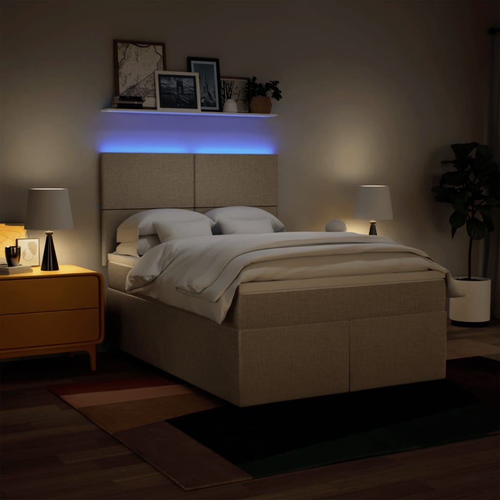 Boxspring met matras stof crèmekleurig 160x200 cm – afbeelding 5