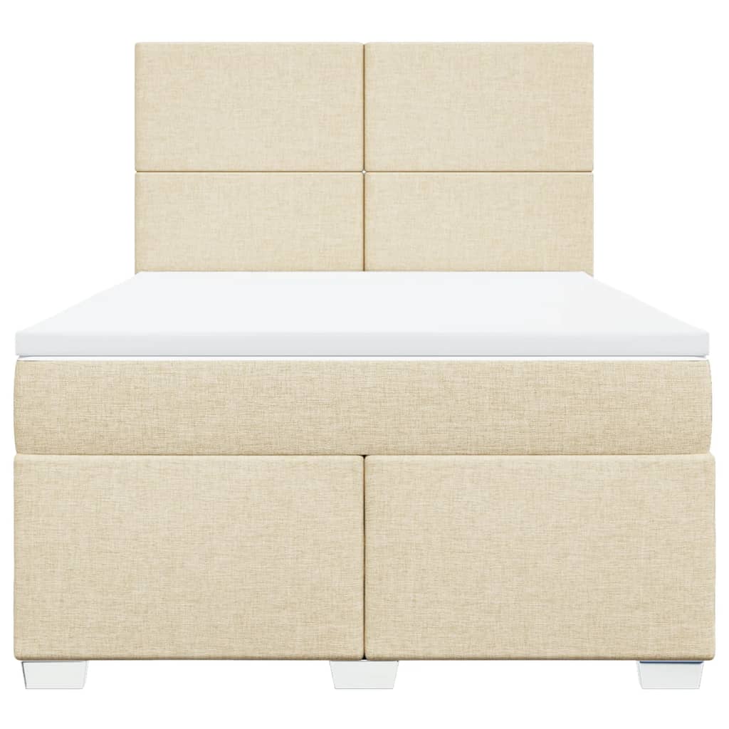 Boxspring met matras stof crèmekleurig 160x200 cm – afbeelding 6