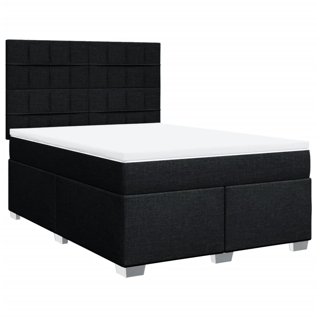 Boxspring met matras stof zwart 160x200 cm – afbeelding 3