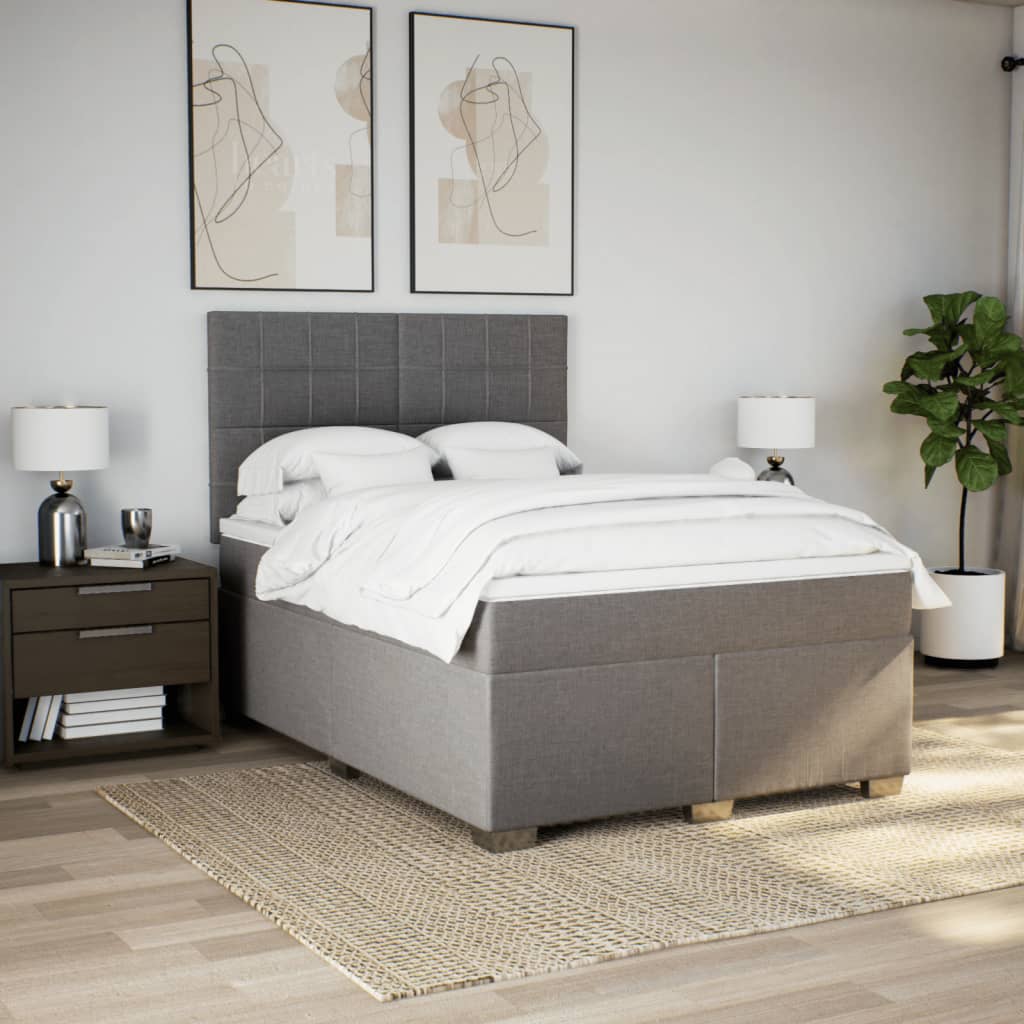 Boxspring met matras stof taupe 160x200 cm – afbeelding 4