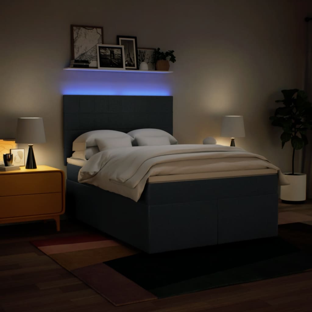 Boxspring met matras stof blauw 160x200 cm – afbeelding 5