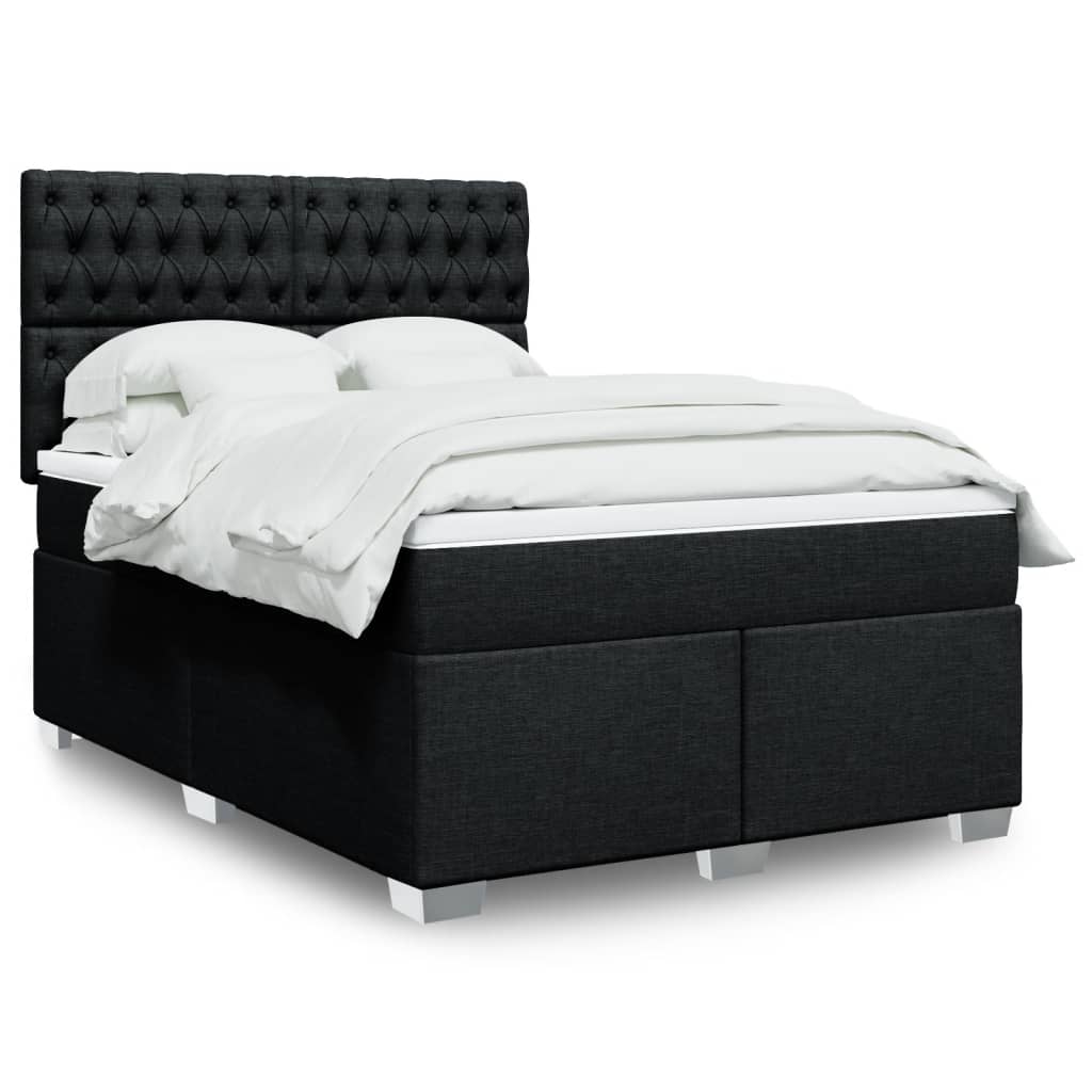 Boxspring met matras stof zwart 160x200 cm – afbeelding 1