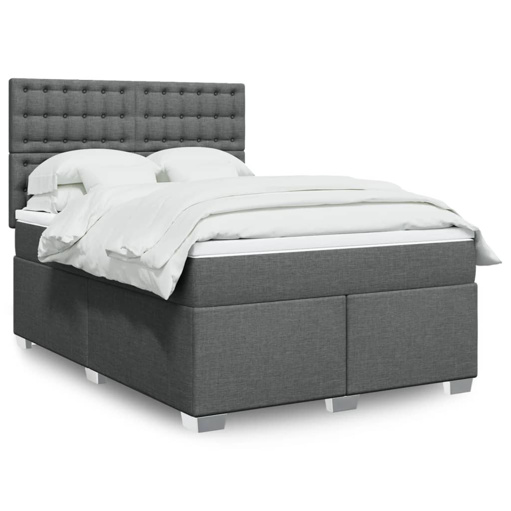 Boxspring met matras stof donkergrijs 160x200 cm – afbeelding 1