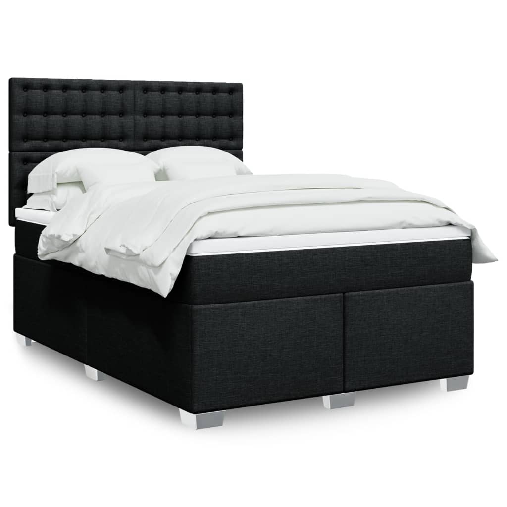 Boxspring met matras stof zwart 160x200 cm – afbeelding 1
