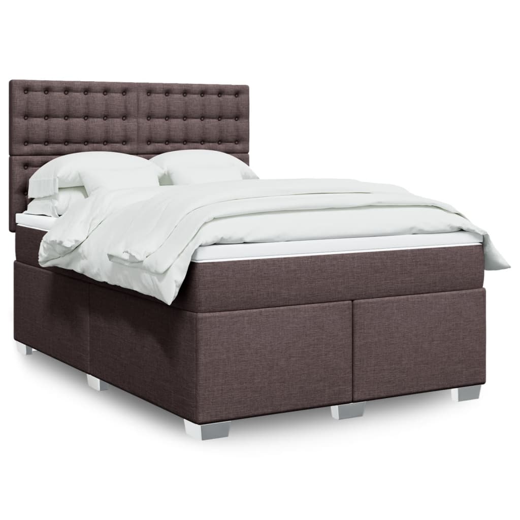 Boxspring met matras stof donkerbruin 160x200 cm – afbeelding 1