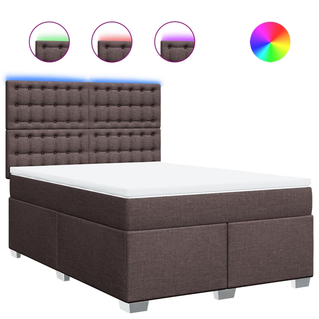 Boxspring met matras stof donkerbruin 160x200 cm – afbeelding 2