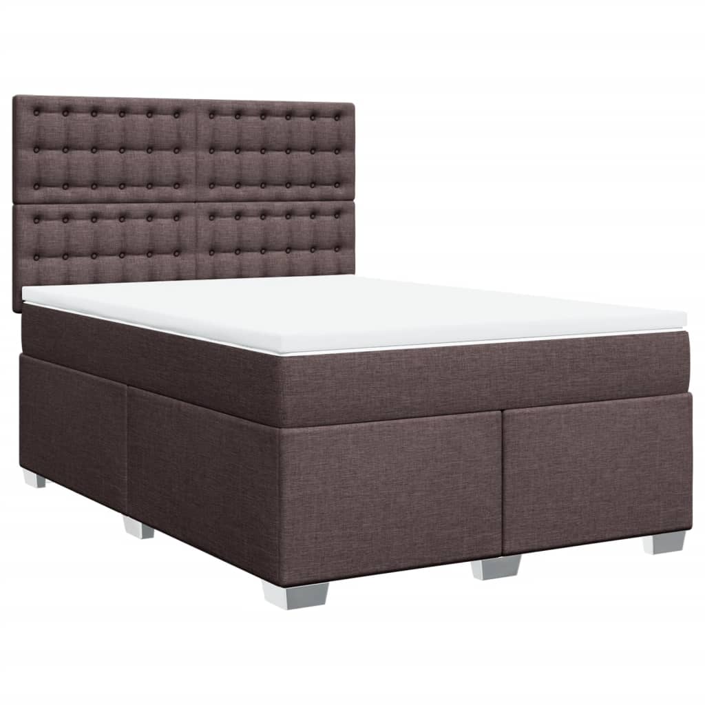 Boxspring met matras stof donkerbruin 160x200 cm – afbeelding 3
