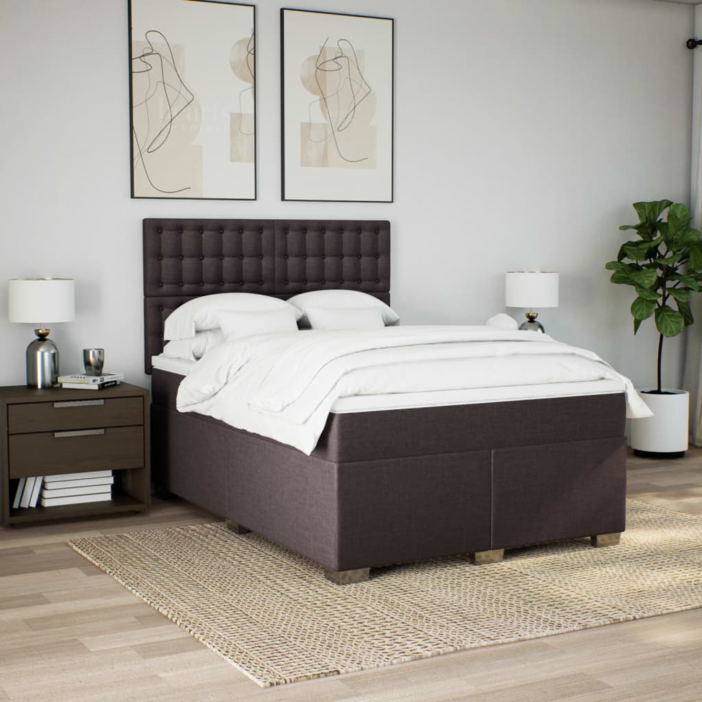 Boxspring met matras stof donkerbruin 160x200 cm – afbeelding 4